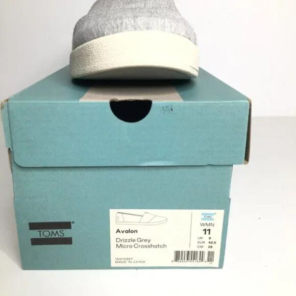 Toms Avalon Drizzle Grey Micro Crosshatch Shoes Size 11 - Picture 4 of 7